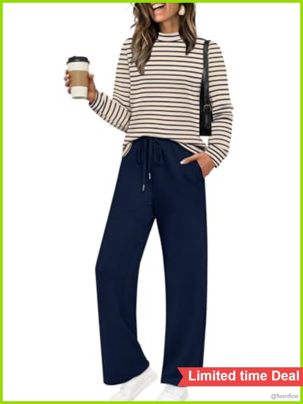 Sampeel Women's Two Piece Set Mock Neck Long Sleeve Wide Leg Pants Loungewear